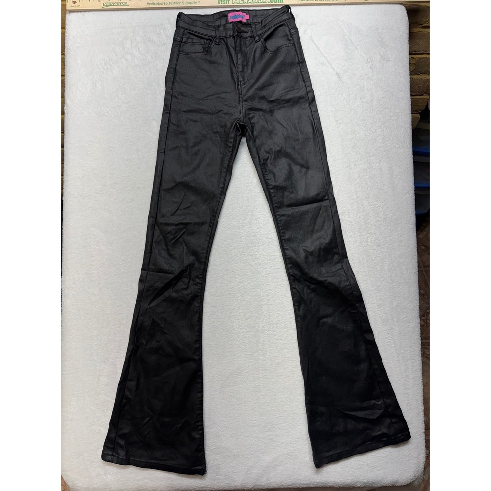 Edikted Black Coated Flare Pants High Waisted Bell Bottom Trousers Small